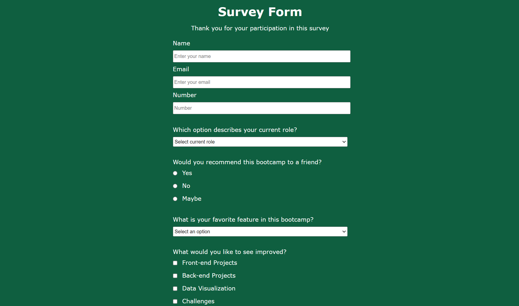 survey form screenshot