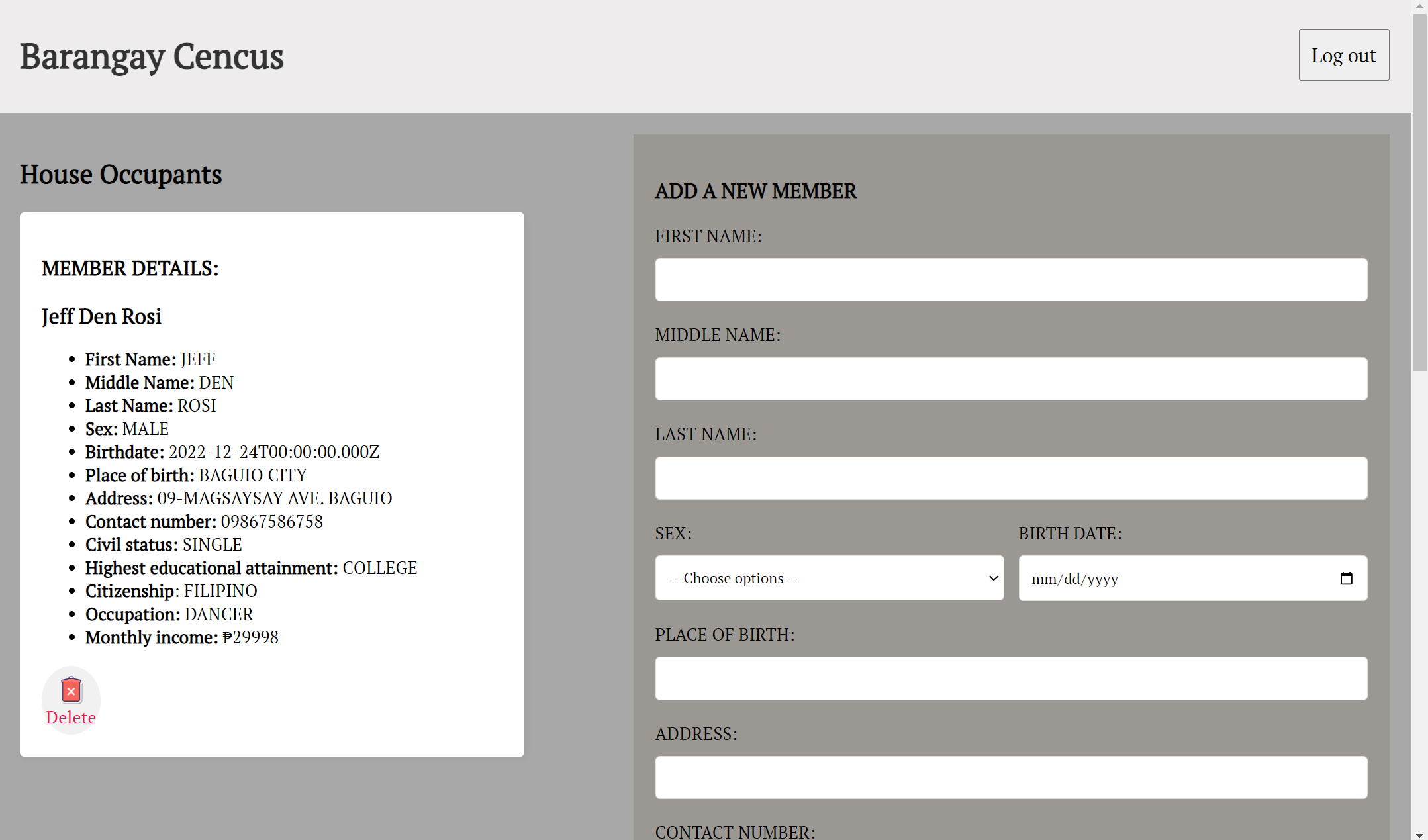 barangay cencus app screenshot